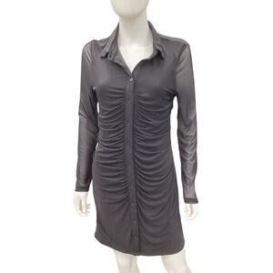 NWT Blashe Dress Women’s Size L Ruching Sheer Long Sleeves Knee Length Black